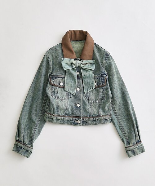 OLIVE des OLIVE（オリーブデオリーブ）の「【セットアップ対応/リボン・衿取り外し可】合皮衿Gジャン（デニムジャケット・レディース・サックスブルー/ブルー・FREE）」の16枚目の写真