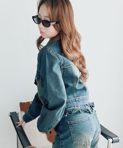 OLIVE des OLIVE（オリーブデオリーブ）の「【セットアップ対応/リボン・衿取り外し可】合皮衿Gジャン（デニムジャケット・レディース・サックスブルー/ブルー・FREE）」の22枚目の写真