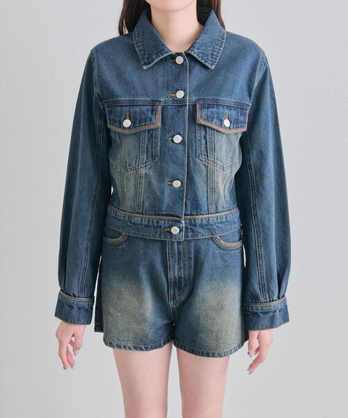 合皮衿Gジャン（デニムジャケット）｜OLIVE des OLIVE（オリーブデ