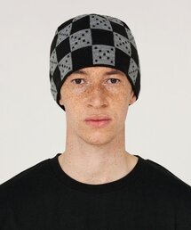 UNALLOYED（アナロイド）の「アーガイルチェッカービーニー/ブラック（ニットキャップ/ビーニー）」