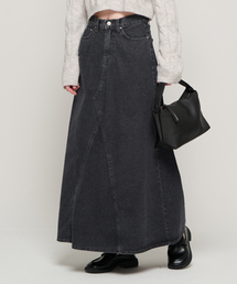 ROIDESROIS（ロワデロワ）の「マキシデニムロングスカート(ブラック)（スカート）」