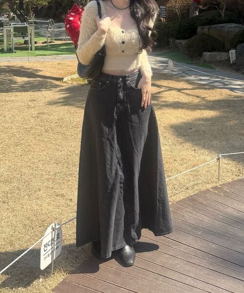 ROIDESROIS(ロワデロワ)の「マキシデニムロングスカート(ブラック)(スカート・レディース・その他・S/M/L)」の2枚目の写真