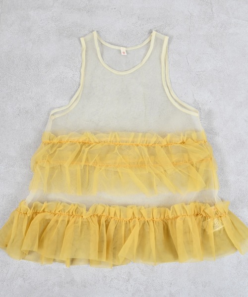 MARKEY'S（マーキーズ）の「チュールバイカラーワンピース（ワンピース・キッズ・ネイビー/オフホワイト/ピンク・LL/L/M/S）」の4枚目の写真