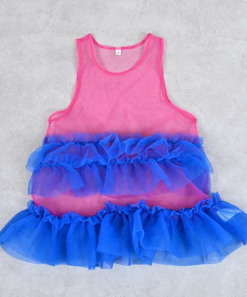 MARKEY'S（マーキーズ）の「チュールバイカラーワンピース（ワンピース・キッズ・ネイビー/オフホワイト/ピンク・LL/L/M/S）」の11枚目の写真