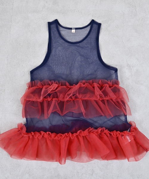 MARKEY'S（マーキーズ）の「チュールバイカラーワンピース（ワンピース・キッズ・ネイビー/オフホワイト/ピンク・LL/L/M/S）」の7枚目の写真