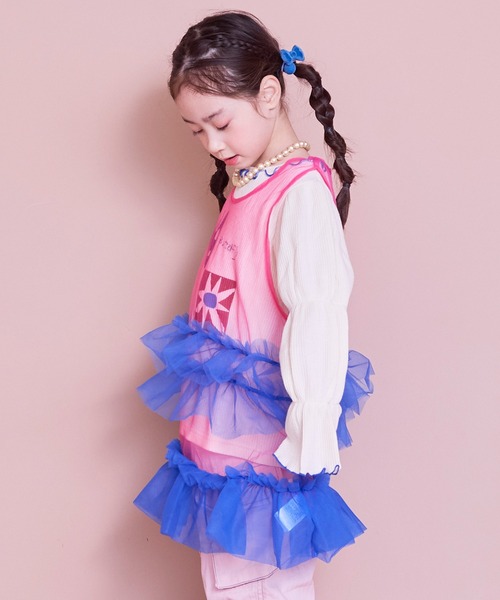 MARKEY'S（マーキーズ）の「チュールバイカラーワンピース（ワンピース・キッズ・ネイビー/オフホワイト/ピンク・LL/L/M/S）」の13枚目の写真