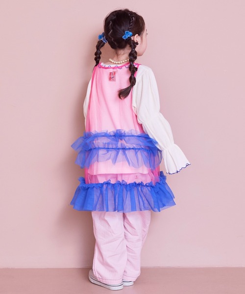 MARKEY'S（マーキーズ）の「チュールバイカラーワンピース（ワンピース・キッズ・ネイビー/オフホワイト/ピンク・LL/L/M/S）」の14枚目の写真