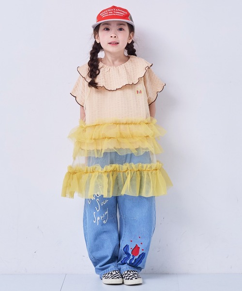 MARKEY'S（マーキーズ）の「チュールバイカラーワンピース（ワンピース・キッズ・ネイビー/オフホワイト/ピンク・LL/L/M/S）」の6枚目の写真