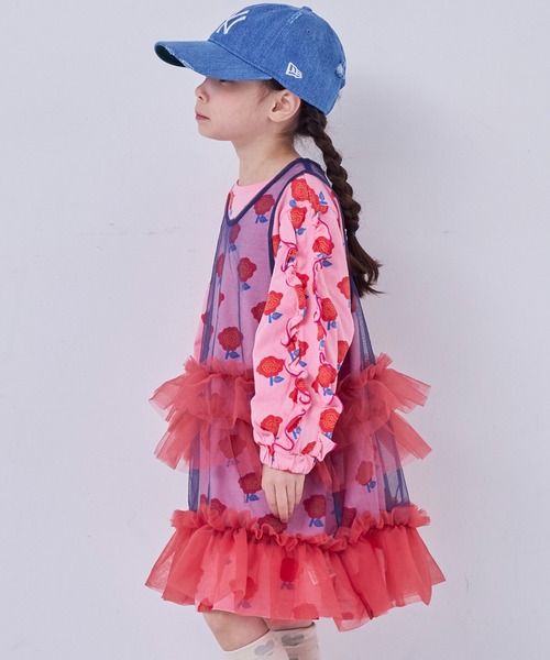 MARKEY'S（マーキーズ）の「チュールバイカラーワンピース（ワンピース・キッズ・ネイビー/オフホワイト/ピンク・LL/L/M/S）」の9枚目の写真