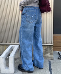 ROGER AND RAW | スタッズワイドストレートデニムパンツ(デニムパンツ)