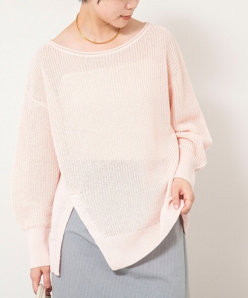 NOLLEY’S Sophi(ノーリーズソフィ)の「《手洗い可能》片畦前スリットプルオーバー(ニット/セーター・レディース・オフホワイト/ベビーピンク・38)」の11枚目の写真