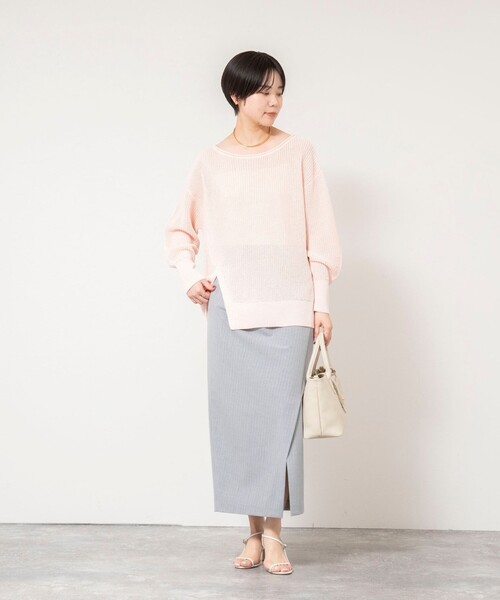 NOLLEY’S Sophi(ノーリーズソフィ)の「《手洗い可能》片畦前スリットプルオーバー(ニット/セーター・レディース・オフホワイト/ベビーピンク・38)」の12枚目の写真