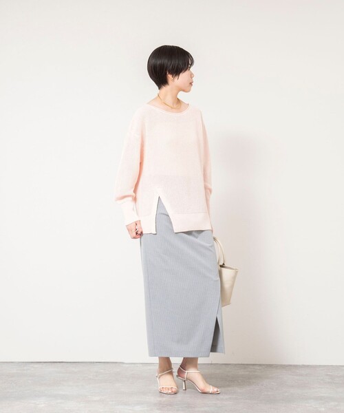 NOLLEY’S Sophi(ノーリーズソフィ)の「《手洗い可能》片畦前スリットプルオーバー(ニット/セーター・レディース・オフホワイト/ベビーピンク・38)」の13枚目の写真