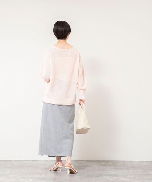 NOLLEY’S Sophi(ノーリーズソフィ)の「《手洗い可能》片畦前スリットプルオーバー(ニット/セーター・レディース・オフホワイト/ベビーピンク・38)」の15枚目の写真