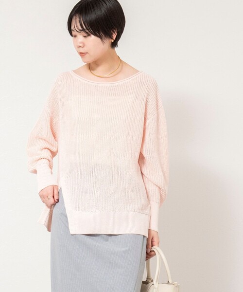NOLLEY’S Sophi(ノーリーズソフィ)の「《手洗い可能》片畦前スリットプルオーバー(ニット/セーター・レディース・オフホワイト/ベビーピンク・38)」の16枚目の写真