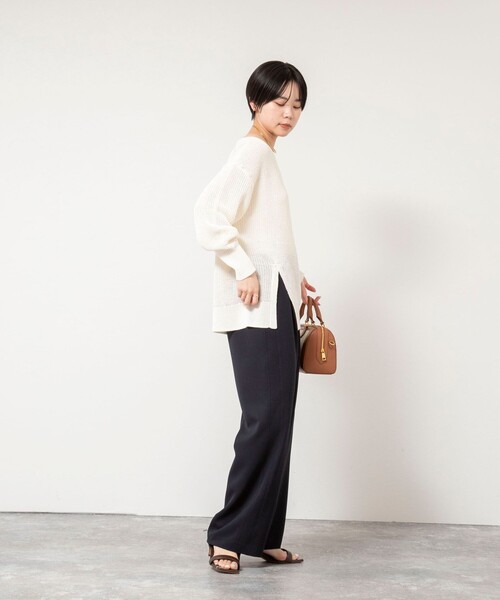 NOLLEY’S Sophi(ノーリーズソフィ)の「《手洗い可能》片畦前スリットプルオーバー(ニット/セーター・レディース・オフホワイト/ベビーピンク・38)」の19枚目の写真