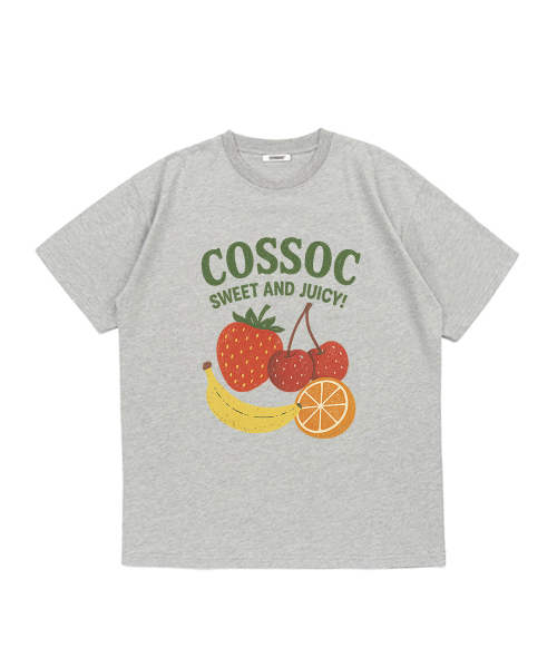 COSO(コソ)の「フルーツ 半袖Tシャツ (グレー)(Tシャツ/カットソー・レディース・グレー・S/M/L)」の1枚目の写真