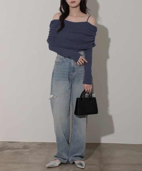 nouvellemoi（ヌーベルモイ）の「リブカットソーオフショルトップス（その他トップス・レディース・ネイビー/ホワイト/グレー/ブラック・L/M）」の10枚目の写真