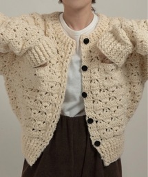 loose chunky handmade knit cardigan / ルースチャンキーハンドメイドニットカーディガン