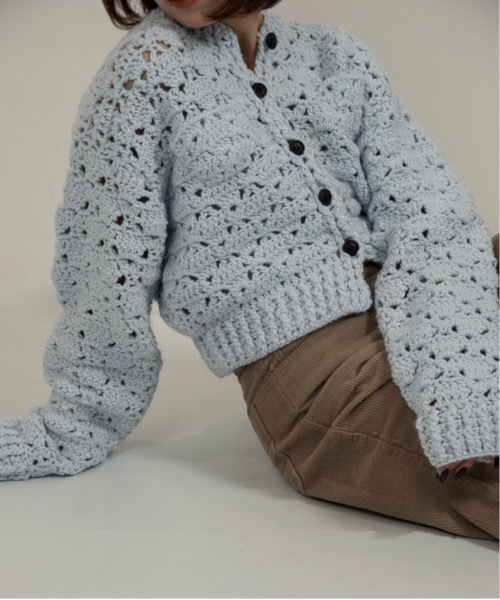 lawgy(ラウジー)の「loose chunky handmade knit cardigan / ルースチャンキーハンドメイドニットカーディガン(カーディガン/ボレロ・レディース・ホワイト/ブルー/イエロー・FREE)」の12枚目の写真