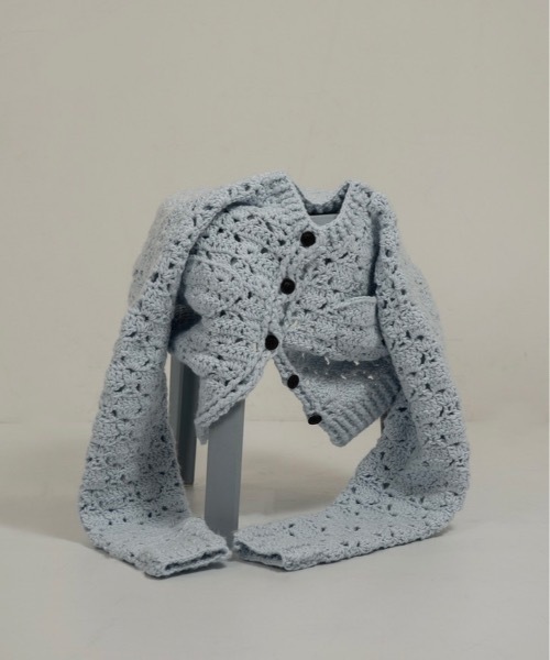lawgy(ラウジー)の「loose chunky handmade knit cardigan / ルースチャンキーハンドメイドニットカーディガン(カーディガン/ボレロ・レディース・ホワイト/ブルー/イエロー・FREE)」の14枚目の写真