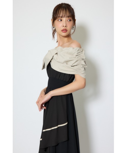フロントビッグリボンフレアワンピース 春服 夏服（ワンピース