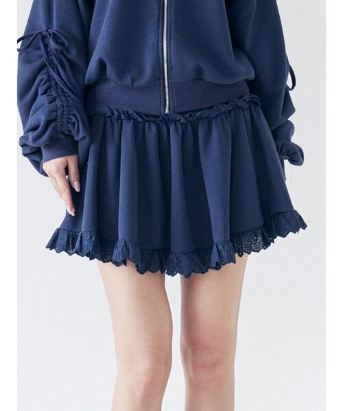 CALNAMUR(カルナムール)の「2wayスウェットミニスカート(スカート・レディース・グレー/ネイビー/ホワイト・FREE)」の3枚目の写真