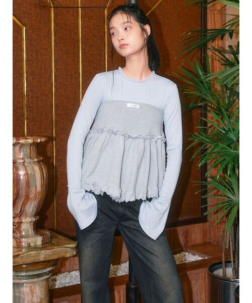 CALNAMUR(カルナムール)の「2wayスウェットミニスカート(スカート・レディース・グレー/ネイビー/ホワイト・FREE)」の2枚目の写真