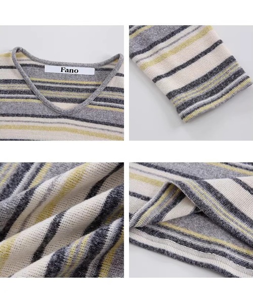 Fano Studios（ファノ ストゥディオズ）の「ストライプ柄 ニットタイ付 ニットトップス FC26S095【Fano Studios】【2026SS】（ニット/セーター・レディース・イエロー系その他/ブルー系その他・L/M/S）」の19枚目の写真