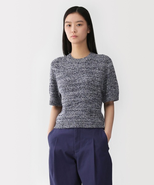 MUJI Labo（ムジラボ）の「〔MUJI Labo〕婦人　コットン混ブークレ五分袖セーター（ニット/セーター・レディース・ライトグレー/ネイビー・S/M/L/XL）」の2枚目の写真