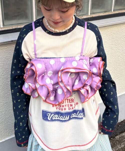 HELLO.SANFRANCISCO（ハローサンフランシスコ）の「【HELLO.SANFRANCISCO/ハローサンフランシスコ】ドット柄フリルビスチェ（キャミソール・レディース・パープル/ブラック/ホワイト・ONE SIZE）」の5枚目の写真