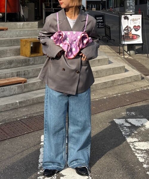 HELLO.SANFRANCISCO（ハローサンフランシスコ）の「【HELLO.SANFRANCISCO/ハローサンフランシスコ】ドット柄フリルビスチェ（キャミソール・レディース・パープル/ブラック/ホワイト・ONE SIZE）」の8枚目の写真