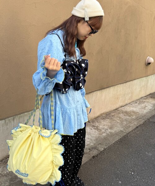 HELLO.SANFRANCISCO（ハローサンフランシスコ）の「【HELLO.SANFRANCISCO/ハローサンフランシスコ】ドット柄フリルビスチェ（キャミソール・レディース・パープル/ブラック/ホワイト・ONE SIZE）」の16枚目の写真