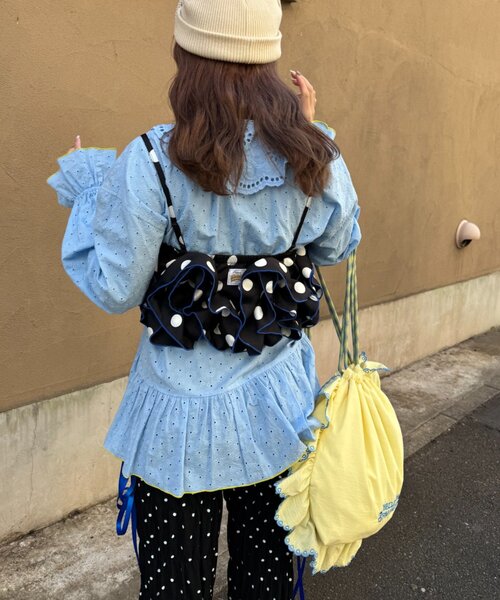 HELLO.SANFRANCISCO（ハローサンフランシスコ）の「【HELLO.SANFRANCISCO/ハローサンフランシスコ】ドット柄フリルビスチェ（キャミソール・レディース・パープル/ブラック/ホワイト・ONE SIZE）」の17枚目の写真