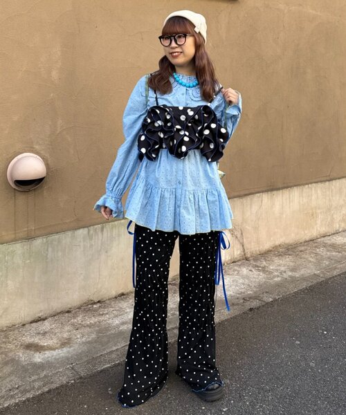 HELLO.SANFRANCISCO（ハローサンフランシスコ）の「【HELLO.SANFRANCISCO/ハローサンフランシスコ】ドット柄フリルビスチェ（キャミソール・レディース・パープル/ブラック/ホワイト・ONE SIZE）」の18枚目の写真