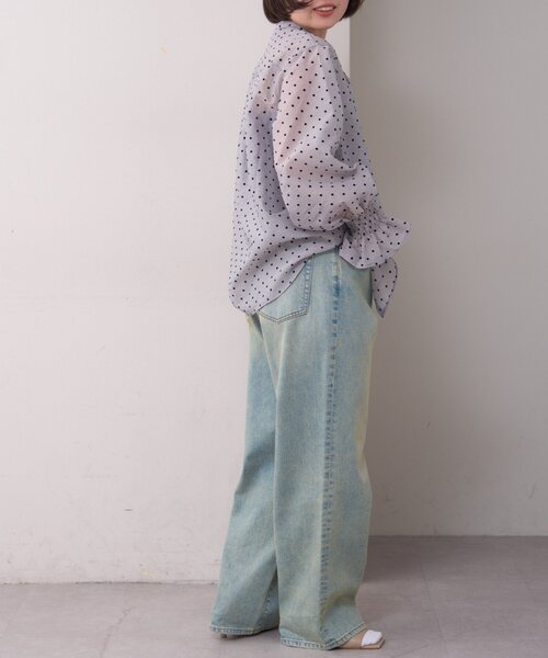 WILLOW(ウィロー)の「【willow】ボウタイ袖シャーリングシャツ(シャツ/ブラウス・レディース・グレー/ホワイト・ONE SIZE)」の8枚目の写真