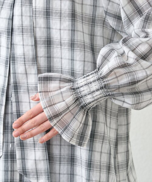 WILLOW(ウィロー)の「【willow】ボウタイ袖シャーリングシャツ(シャツ/ブラウス・レディース・グレー/ホワイト・ONE SIZE)」の14枚目の写真