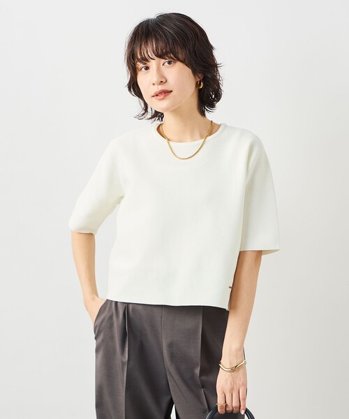 NOLLEY’S（ノーリーズ）の「《手洗い可能》ホールガーメントニットＴ（ニット/セーター・レディース・アイボリー/ダークブラウン/ネイビー・38）」の2枚目の写真