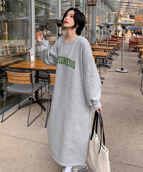 blackdia ocean スウェットロゴ ロング 裏起毛 ワンピース（ワンピース