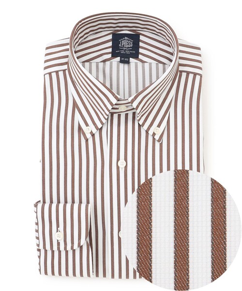 J.PRESS（ジェイプレス）の「【PREMIUM PLEATS / 形態安定】スーピマコットンパナマストライプ シャツ / B.D.（シャツ/ブラウス・メンズ・ブラウン系1/ネイビー系1・首回り40cm-裄丈85cm/首回り39cm-裄丈84cm/首回り38cm-裄丈84cm/首回り37cm-裄丈82cm/首回り43cm-裄丈86cm/首回り42cm-裄丈86cm/首回り41cm-裄丈85cm）」の2枚目の写真