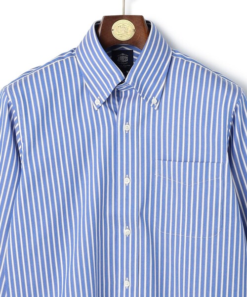 J.PRESS（ジェイプレス）の「【PREMIUM PLEATS / 形態安定】スーピマコットンパナマストライプ シャツ / B.D.（シャツ/ブラウス・メンズ・ブラウン系1/ネイビー系1・首回り40cm-裄丈85cm/首回り39cm-裄丈84cm/首回り38cm-裄丈84cm/首回り37cm-裄丈82cm/首回り43cm-裄丈86cm/首回り42cm-裄丈86cm/首回り41cm-裄丈85cm）」の5枚目の写真