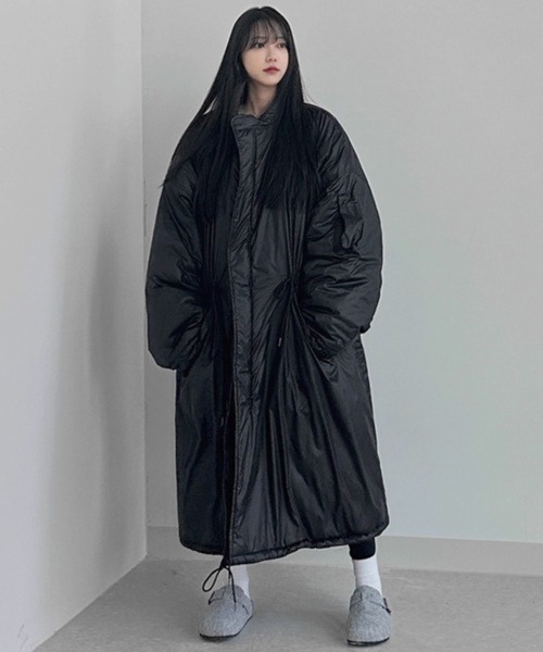 NOWLE（ノウル）の「【NOWLE】ウエストマーク 中綿 スタンドカラー ロングコート（ダウンジャケット/コート・メンズ・ブラック/ダークカーキ・FREE）」の13枚目の写真