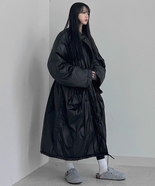 NOWLE（ノウル）の「【NOWLE】ウエストマーク 中綿 スタンドカラー ロングコート（ダウンジャケット/コート・メンズ・ブラック/ダークカーキ・FREE）」の12枚目の写真