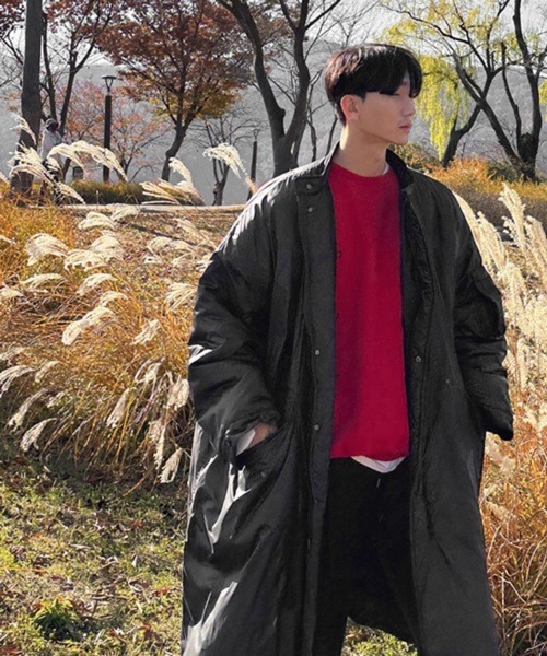 NOWLE（ノウル）の「【NOWLE】ウエストマーク 中綿 スタンドカラー ロングコート（ダウンジャケット/コート・メンズ・ブラック/ダークカーキ・FREE）」の6枚目の写真