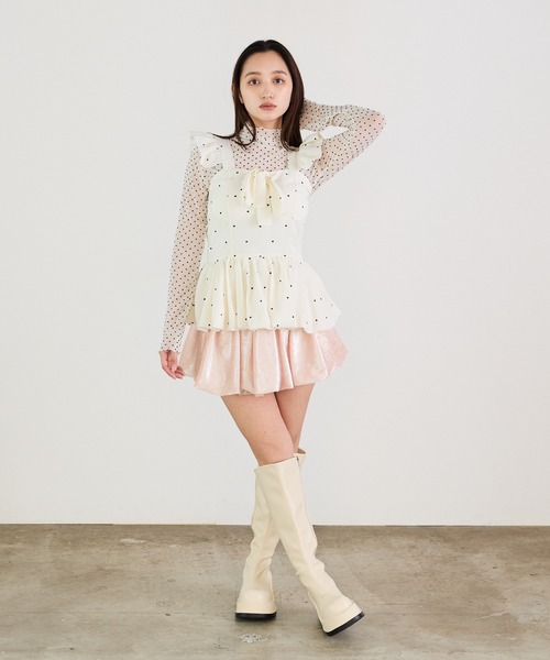 Siel(シエル)の「リボン付き ドットバルーンチュニックワンピ(ワンピース・レディース・レッド/ブラック/ホワイト・FREE)」の11枚目の写真