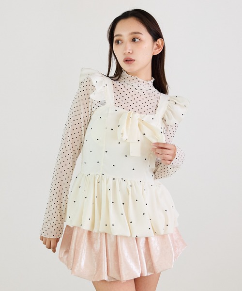 Siel(シエル)の「リボン付き ドットバルーンチュニックワンピ(ワンピース・レディース・レッド/ブラック/ホワイト・FREE)」の14枚目の写真