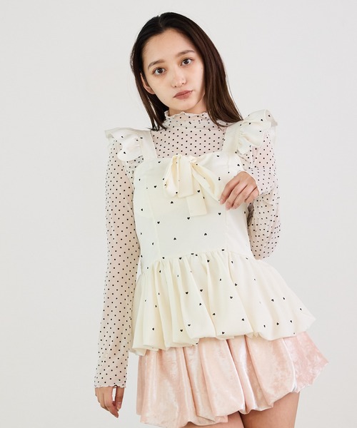 Siel(シエル)の「リボン付き ドットバルーンチュニックワンピ(ワンピース・レディース・レッド/ブラック/ホワイト・FREE)」の16枚目の写真