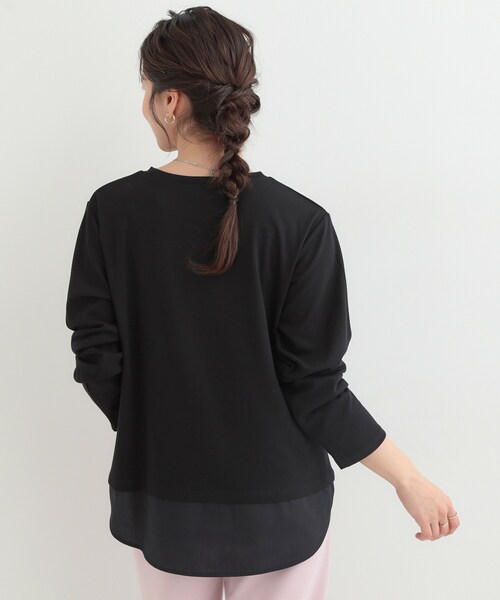 SHOO・LA・RUE(シューラルー)の「【洗濯機可/S-LL】レイヤードスタイルにおすすめ 裾切替 スムースロンT(Tシャツ/カットソー・レディース・ホワイト/ブラック/ホワイト系3・04/03/02/01)」の9枚目の写真