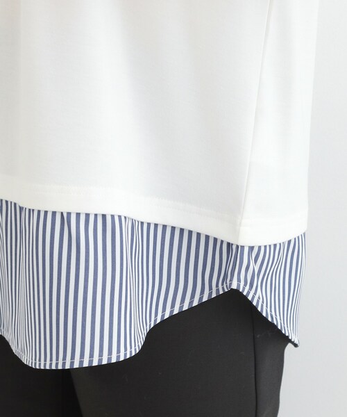 SHOO・LA・RUE(シューラルー)の「【洗濯機可/S-LL】レイヤードスタイルにおすすめ 裾切替 スムースロンT(Tシャツ/カットソー・レディース・ホワイト/ブラック/ホワイト系3・04/03/02/01)」の21枚目の写真