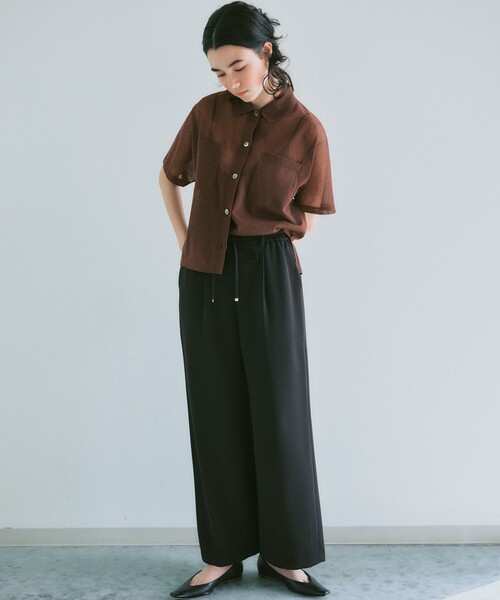 23区 S(ニジュウサンクチイサイサイズ)の「シアー ポロニット(ニット/セーター・レディース・ブラック系/レッド系/アイボリー系/ダークブラウン系・32)」の16枚目の写真